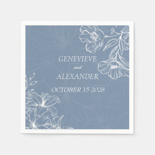 Serviettes en papier mariage floral Lily bleu pous