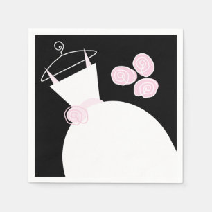 Serviettes En Papier Mariage Gown rose papier serviette noir