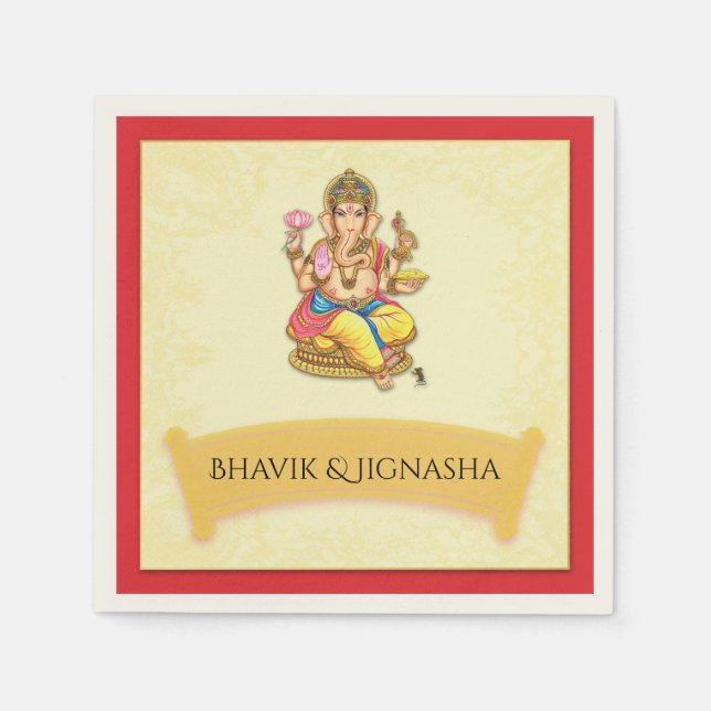 Serviettes En Papier Mariage indien Ganesha Napkin (Devant)