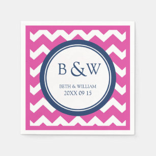 Serviettes En Papier Mariage Monogramme personnalisé Napkin rose bleu C