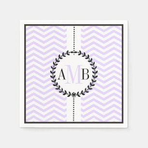 Serviettes En Papier Mariage motif de lavande blanc chevron