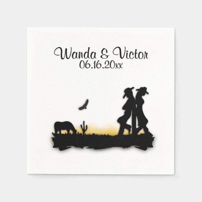 Serviettes En Papier Mariage occidental personnalisé (Devant)