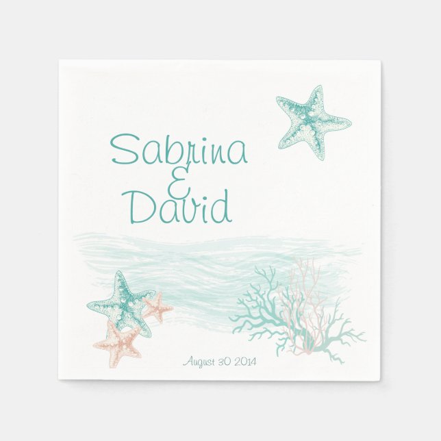 Serviettes En Papier Mariage Ocean Breeze Beach (Devant)