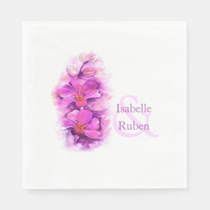 Serviettes En Papier Mariage orchidée aquarelle déjeuner papier serviet