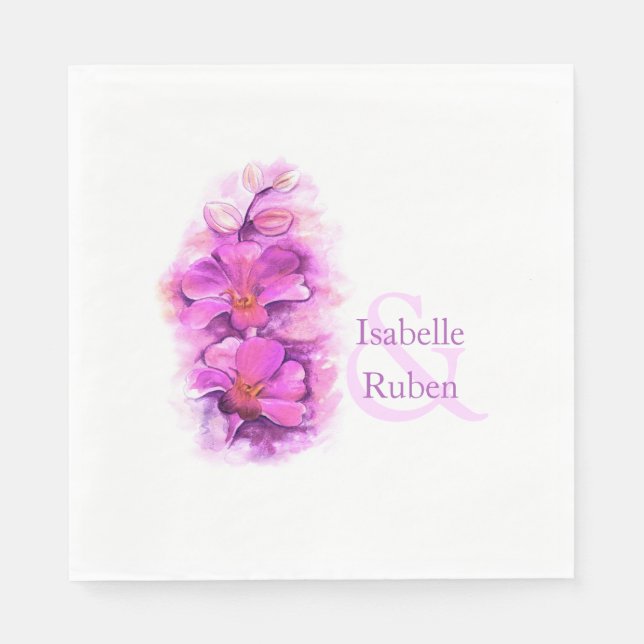 Serviettes En Papier Mariage orchidée aquarelle déjeuner papier serviet (Devant)