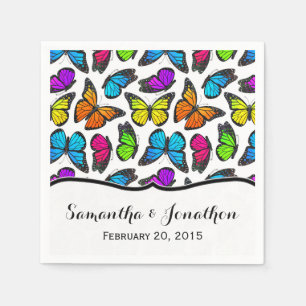 Serviettes En Papier Mariage papillon Rainbow Monarch