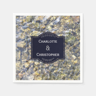 Serviettes En Papier Mariage Personnalisé De La Rivière Des Galets Et D