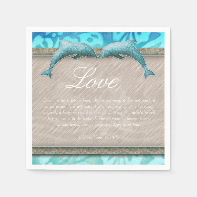 Serviettes En Papier Mariage plage Dolphin Luau Party Amour nautique (Devant)