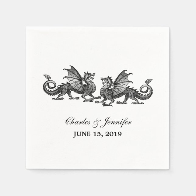 Serviettes en papier Mariage pour dragons élégants (Devant)