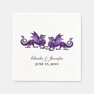 Serviettes en papier Mariage Purple Elegant Dragon