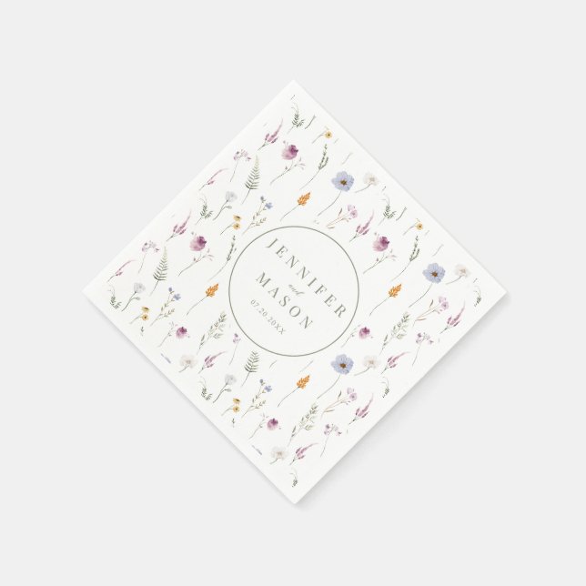 Serviettes en papier mariage Rustique fleur sauvag (Coin)
