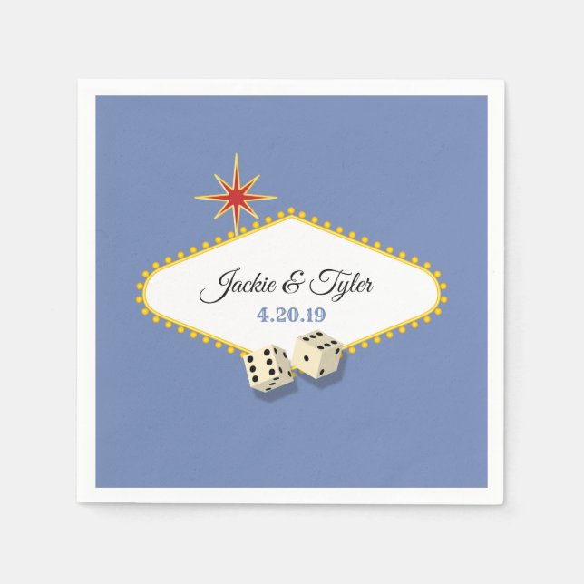 Serviettes En Papier Mariage sous le panneau de Las Vegas en Hydrangea (Devant)