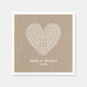 Serviettes En Papier Mariages de dentelle inspirés Burlap