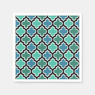 Serviettes En Papier Marocain Turquoise Turquoise Blue Quatrefoil Motif