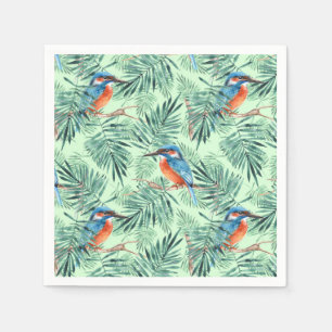 Serviettes En Papier Martin-pêcheur. Oiseau et feuille