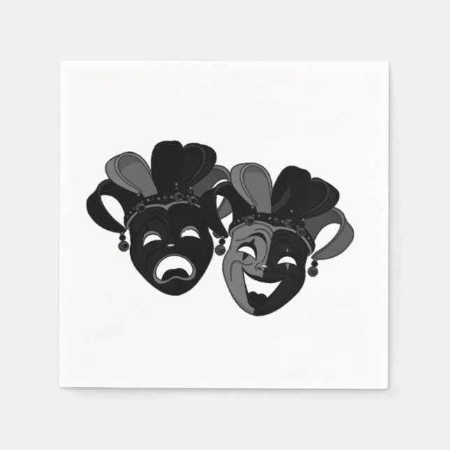 Serviettes En Papier Masques de théâtre comique et de tragédie (Devant)