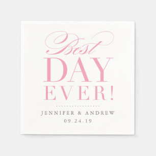 Serviettes En Papier Meilleur Jour Jamais Mariage Napkin rose