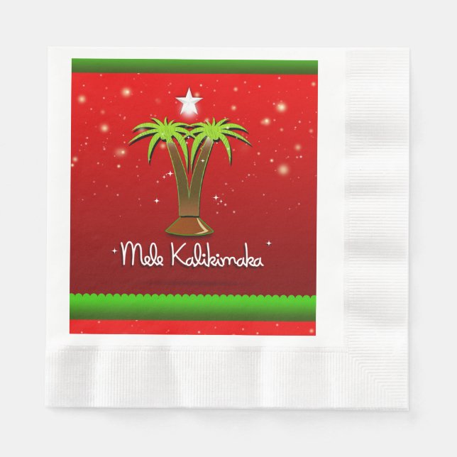 Serviettes En Papier Mele Kalikimaka Palm Tree pour Noël (Devant)