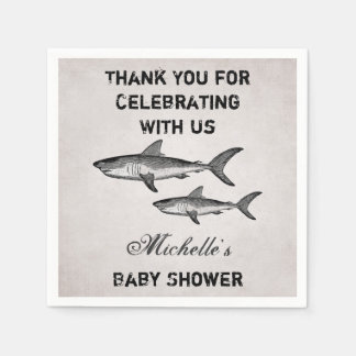 Serviettes En Papier Merci de Baby shower de requin Vintage personnalis