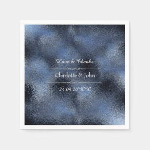 Serviettes En Papier Métallurgique Bleu Marine Mariage de verre Événeme