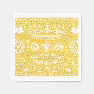 Serviettes En Papier Mexique Picado jaune Livre blanc Mariage Mariage