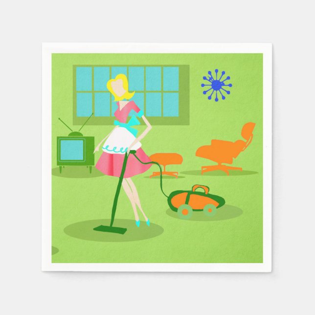 Serviettes En Papier Mi-Siècle Moderne Rétro Papier ménager (Devant)