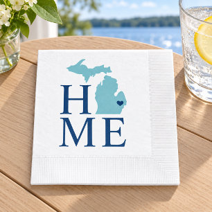 Serviettes En Papier Michigan Maison Aqua Bleu Marine Cœur de Ville Per