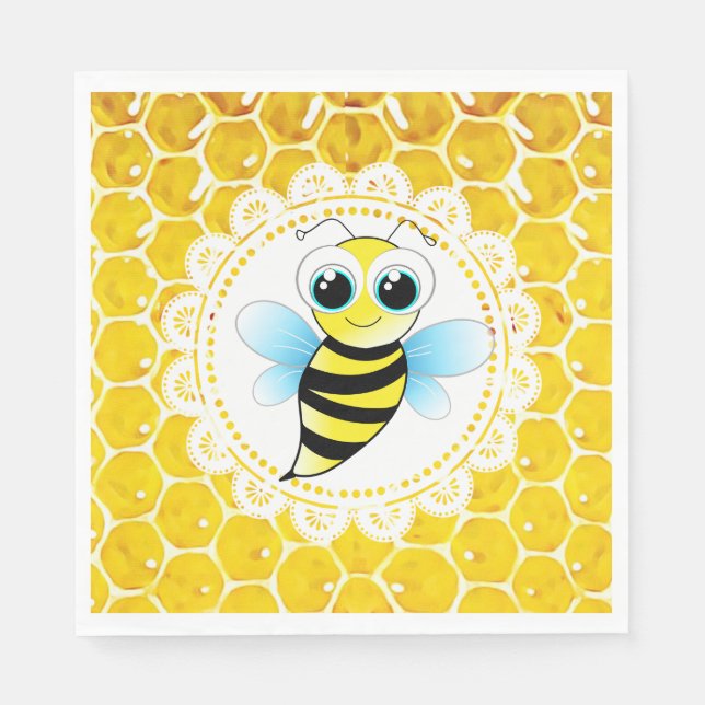 Serviettes En Papier Miel Bee Bumblebebe Baby shower à thème serviettes (Devant)