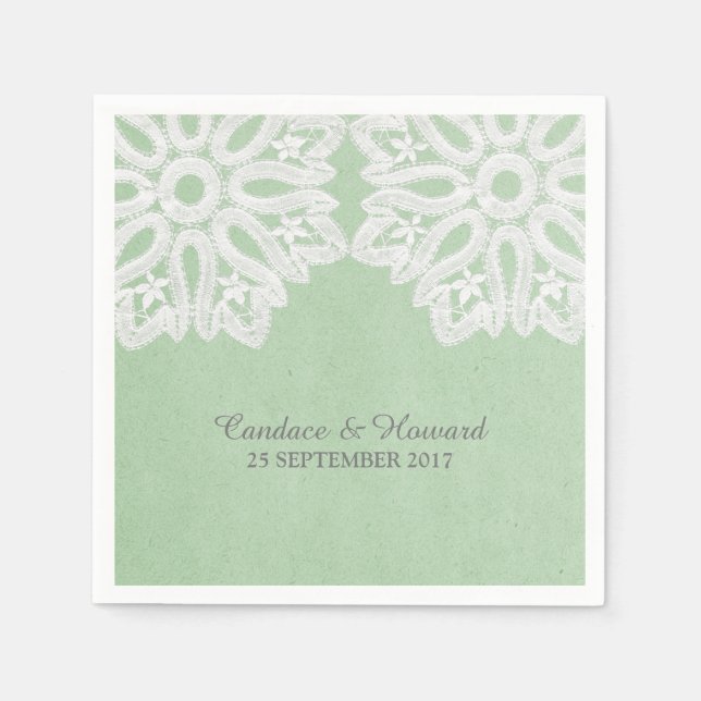 Serviettes En Papier Mint Green Élégant papier dentelle serviettes (Devant)