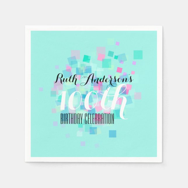 Serviettes En Papier Mint Pastel Couleurs 100e Anniversaire P Napkin (Devant)