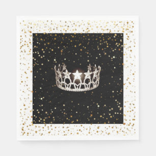 Serviettes En Papier Miss USA Silver Crown Gold Stars Papier Napkin