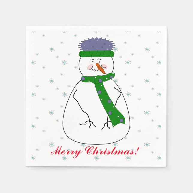 Serviettes En Papier Mister Snowman, Neige, Flacons De Neige Art Whimsi (Devant)