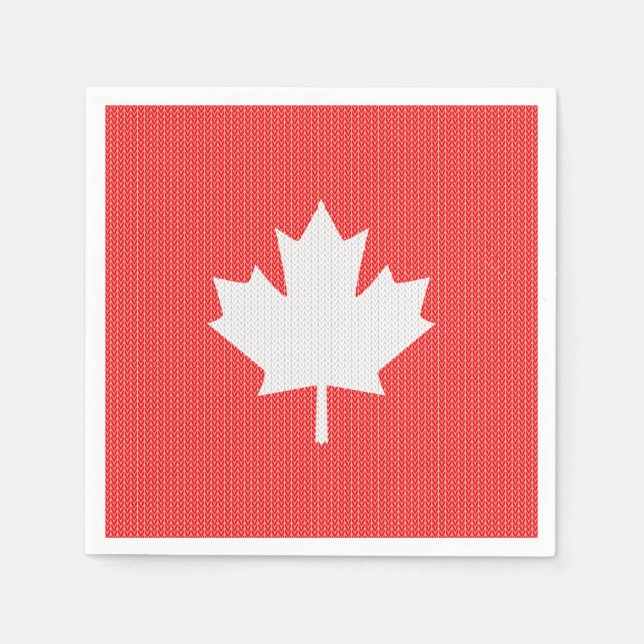 Serviettes En Papier Modèle Knit Maple Leaf Tricot Motif (Devant)