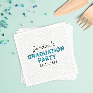 Serviettes En Papier Modern Stripes Blue Graduation Party