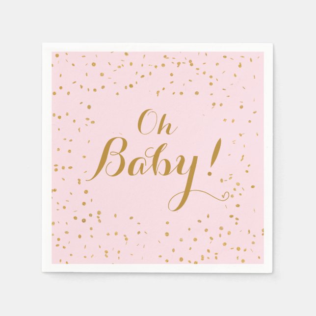 Serviettes En Papier Mon bébé ! Serviettes Confetti Rose et Or (Devant)