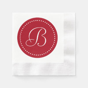 Serviettes En Papier Monogramme à point rouge/blanc