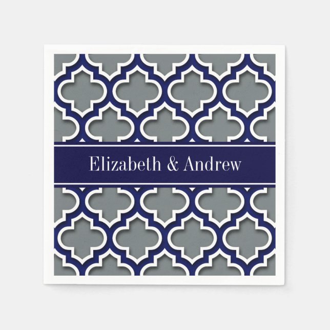 Serviettes En Papier Monogramme blanc de nom de marine du Marocain #5DS (Devant)