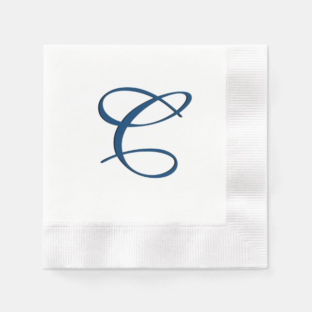 Serviettes En Papier Monogramme bleu initial (Devant)