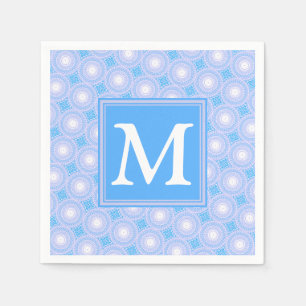 Serviettes En Papier Monogramme Cercles bleu électrique motif