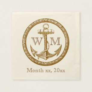Serviettes En Papier Monogramme d'Ancre et de guirlande