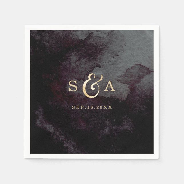 Serviettes En Papier Monogramme de calligraphie de parties scintillant  (Devant)