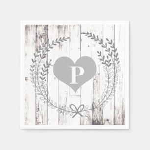 Serviettes En Papier Monogramme de mariage Rustique Maison de ferme en