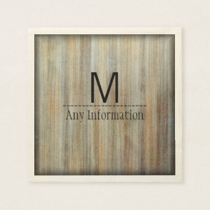 Serviettes En Papier Monogramme de texture de grain de bois #2
