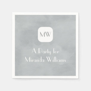 Serviettes En Papier Monogramme gris gris simple et chic avec le nom