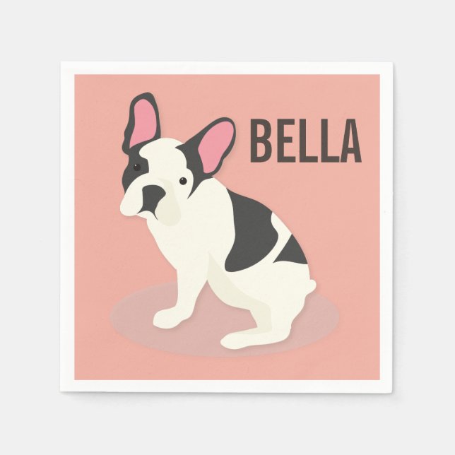 Serviettes En Papier Monogramme. Mignonne Chien-taureau français. (Devant)