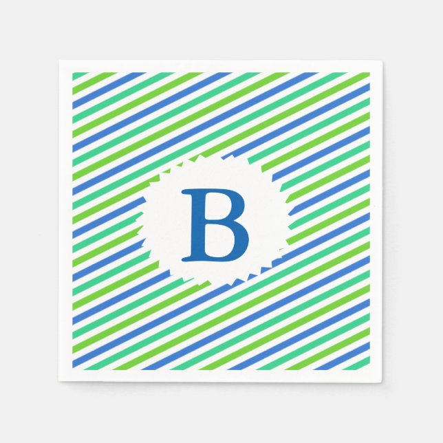 Serviettes en papier monogramme tripé (Devant)