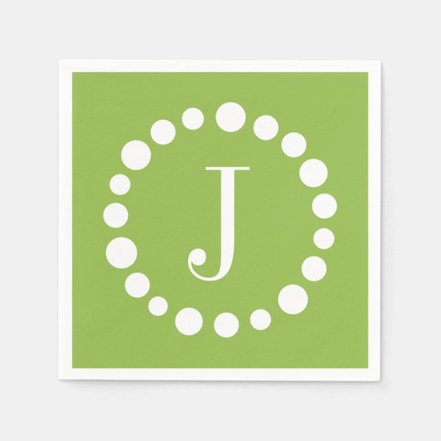 Serviettes En Papier Monogramme vert Personnaliser J Papier initial ser (Devant)