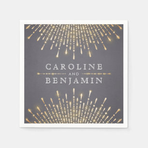 Serviettes En Papier Monographie de mariage vintage parties scintillant