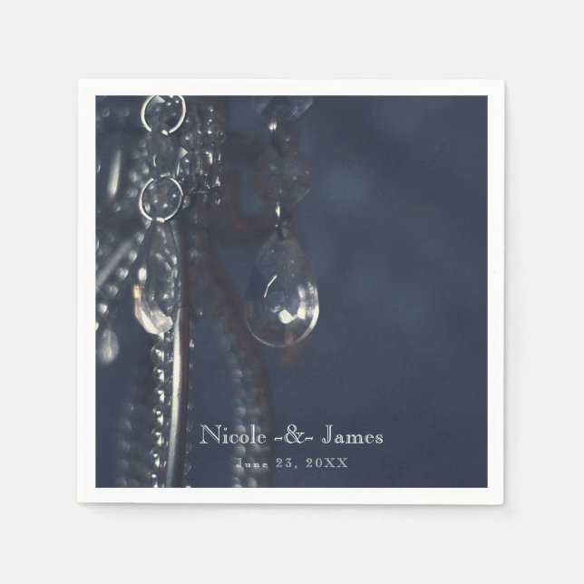 Serviettes En Papier Moody Blue Crystal Elegant Chic Wedding Réception (Devant)