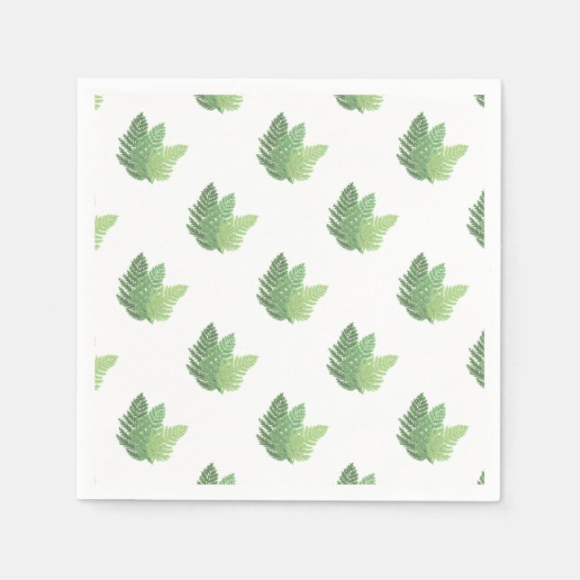 Serviettes En Papier Moss Green Fern aquarelle botanique (Devant)
